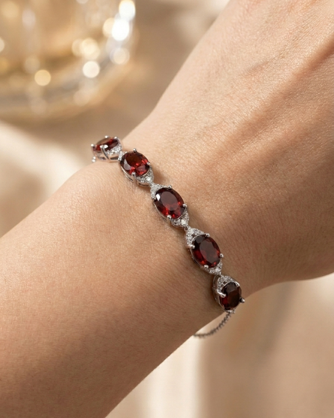 Crimson Oval Marquise Accent Bracelet