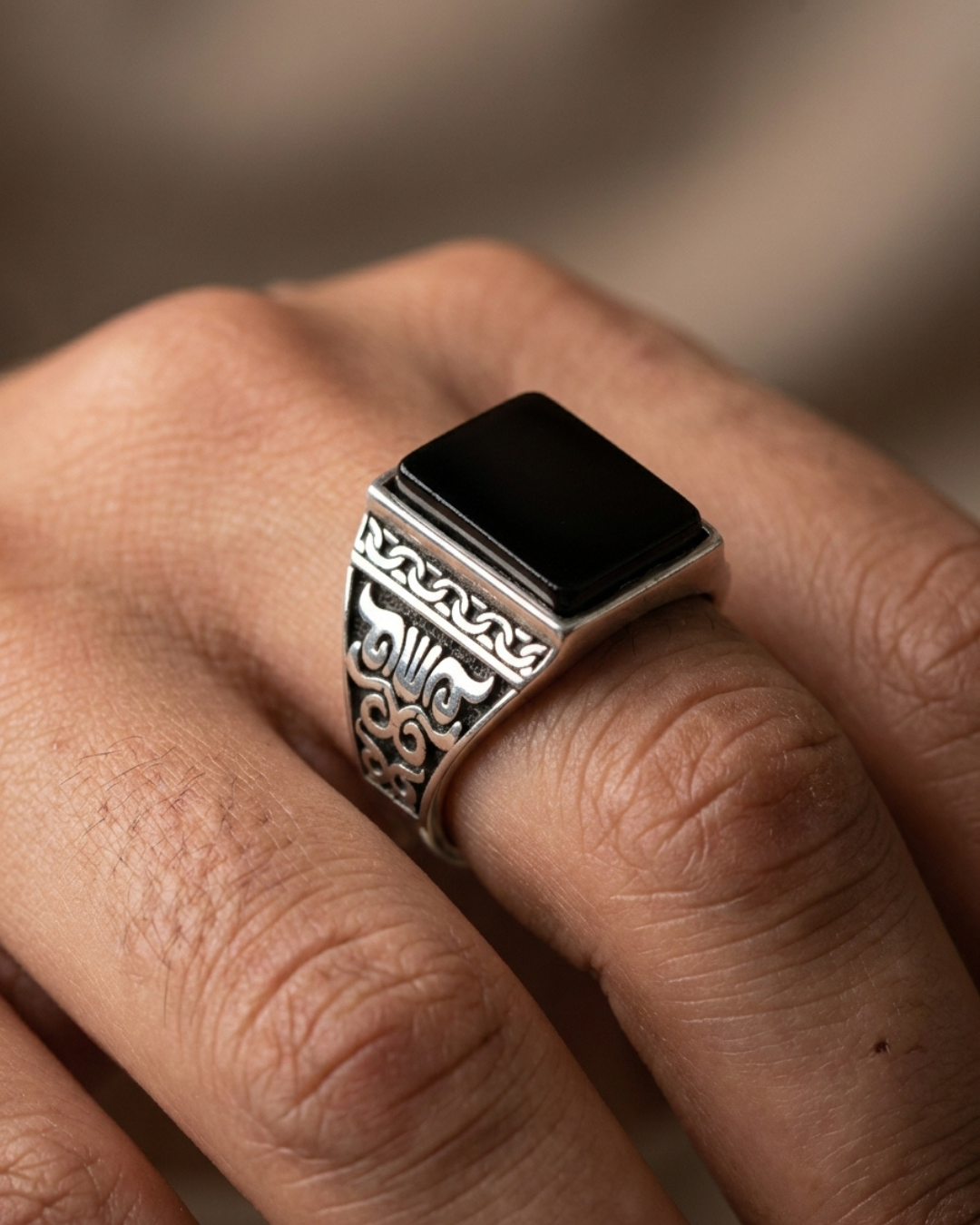 Sovereign Obsidian Crest Ring