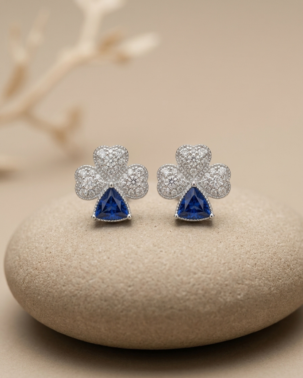 Four Petal Stud Earrings Sterling Silver