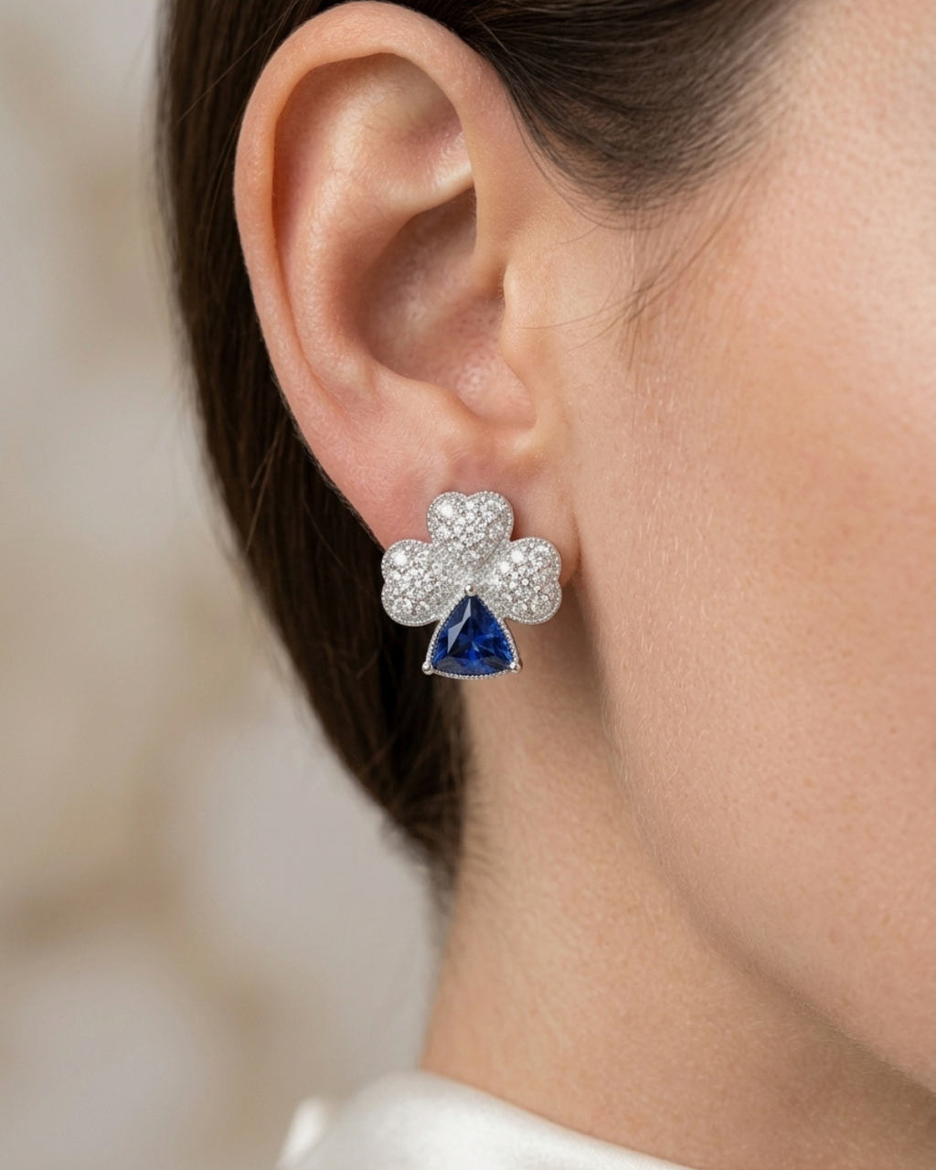 Four Petal Stud Earrings Sterling Silver