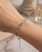 Aquamarine Blue Bezel Trio Bracelet