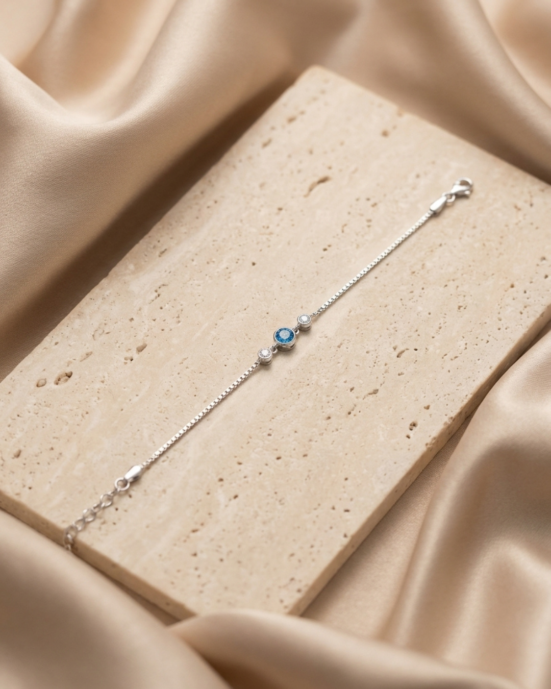 Aquamarine Blue Bezel Trio Bracelet