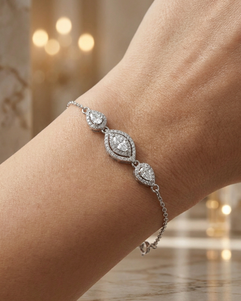 Majestic Marquise Trinity Charm Bracelet