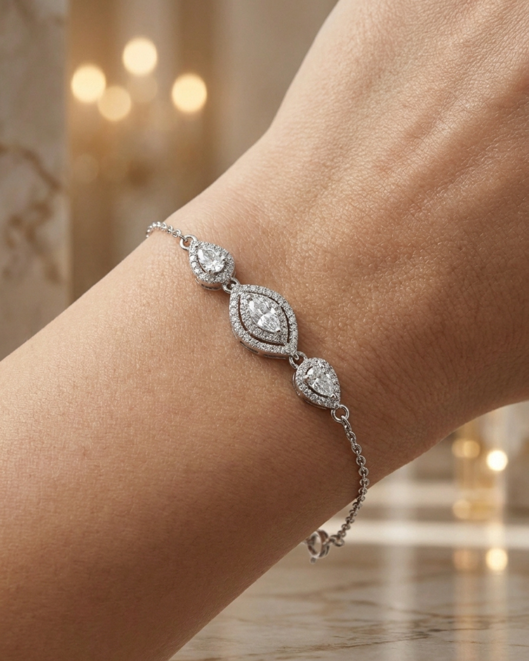 Majestic Marquise Trinity Charm Bracelet