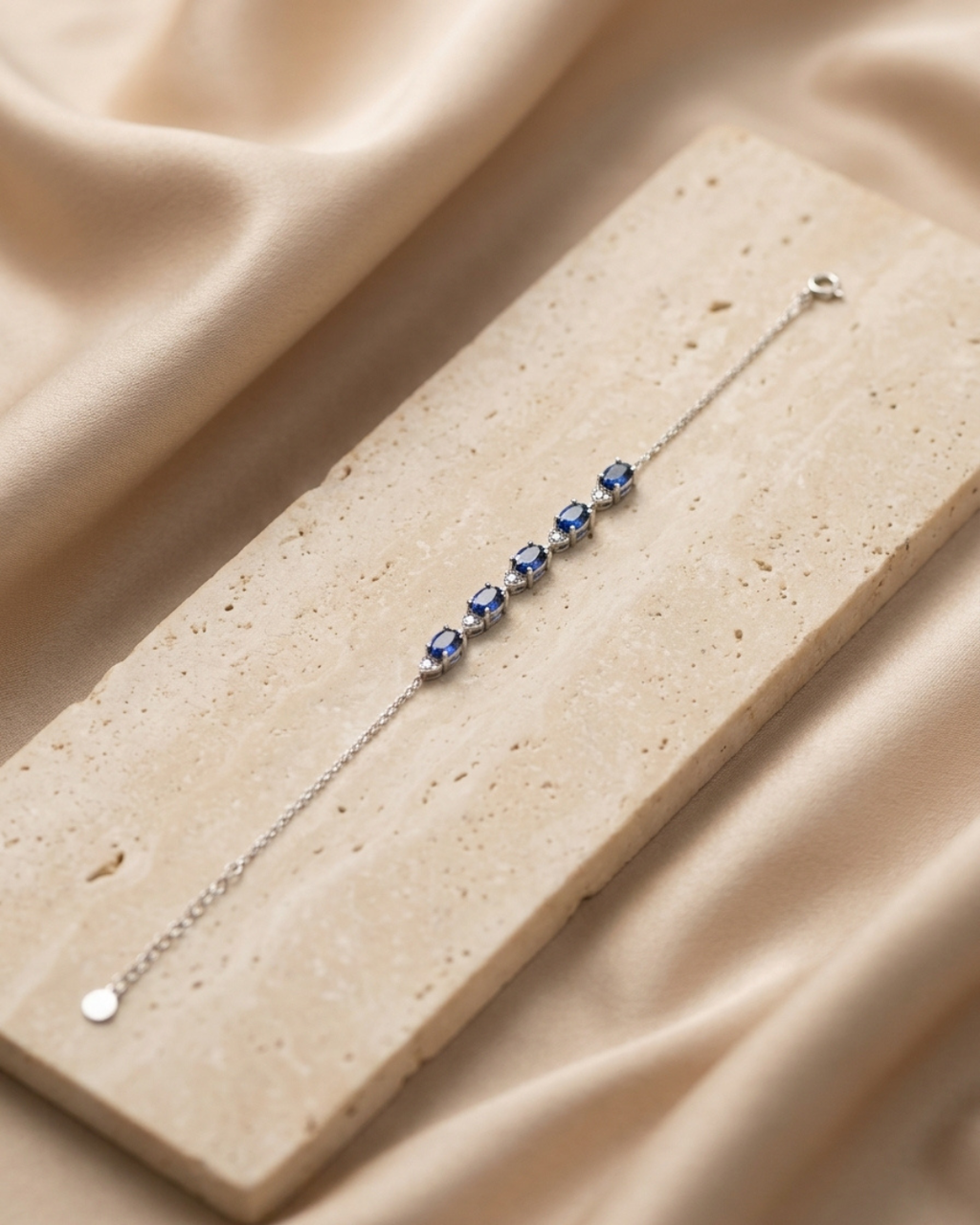 Sapphire Azure Minimalist Link Bracelet