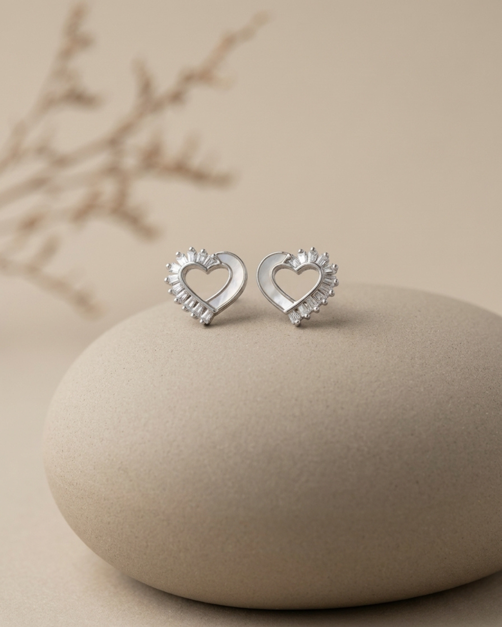 Heart Sunburst Earring Sterling Silver