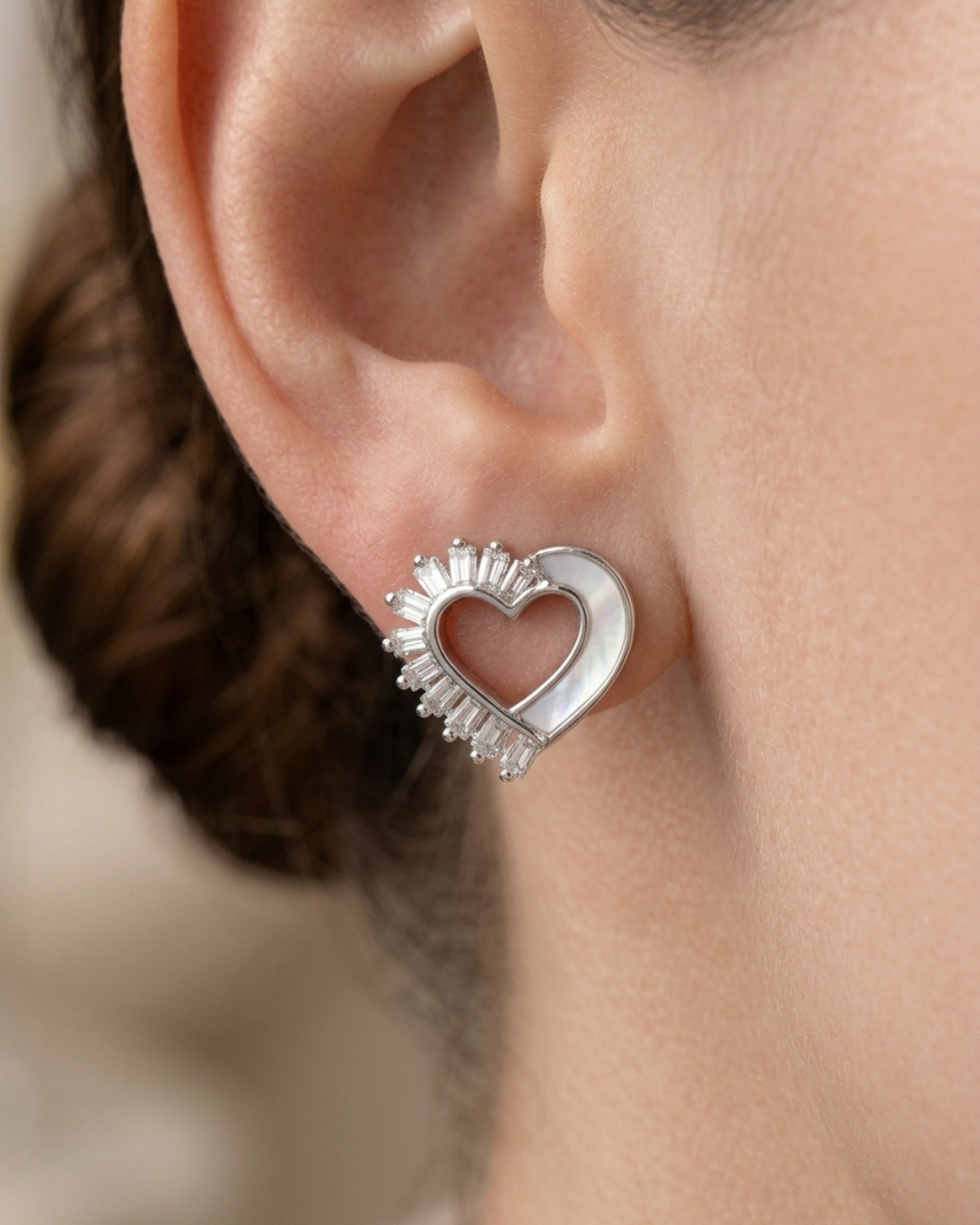 Heart Sunburst Earring Sterling Silver