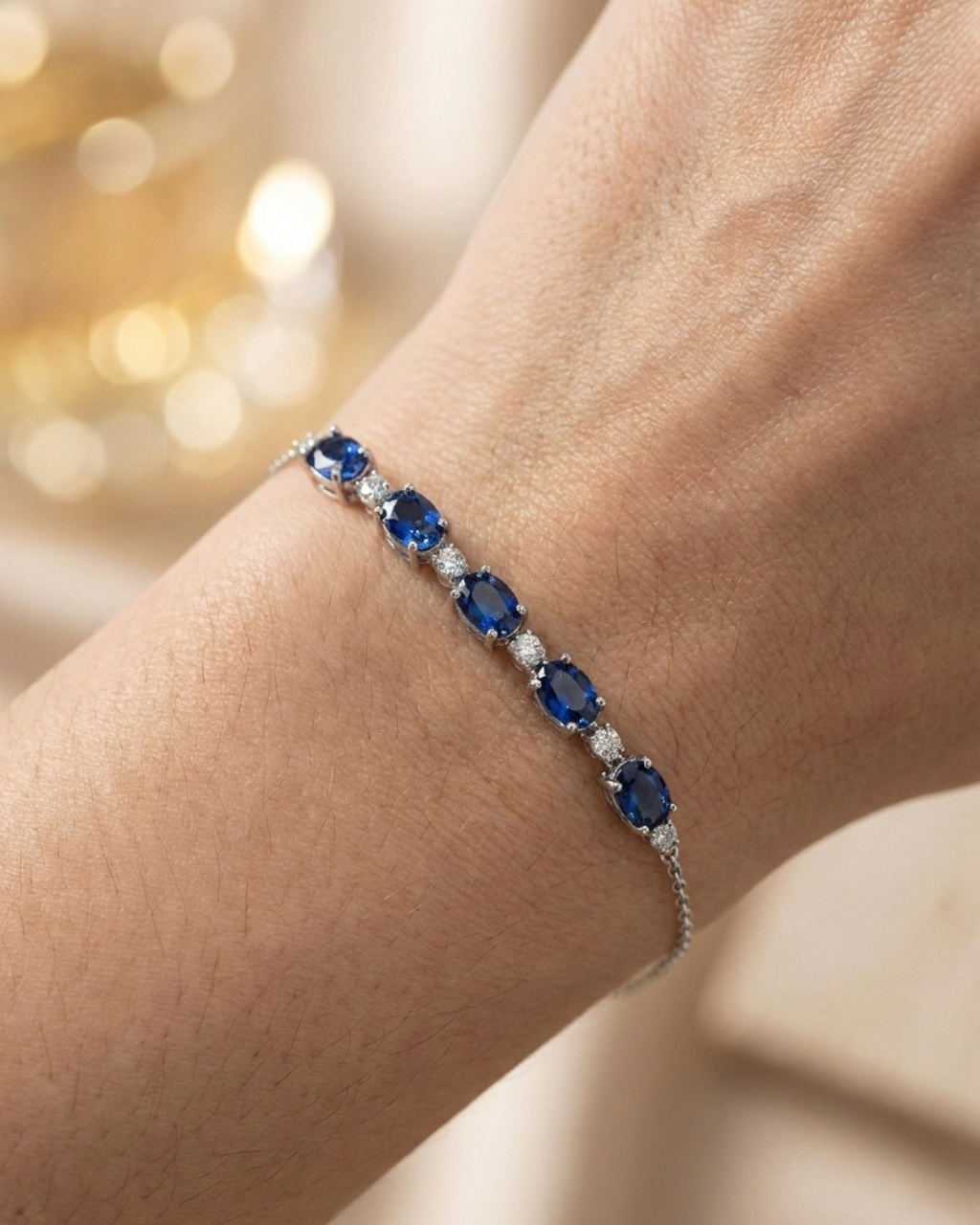 Sapphire Azure Minimalist Link Bracelet