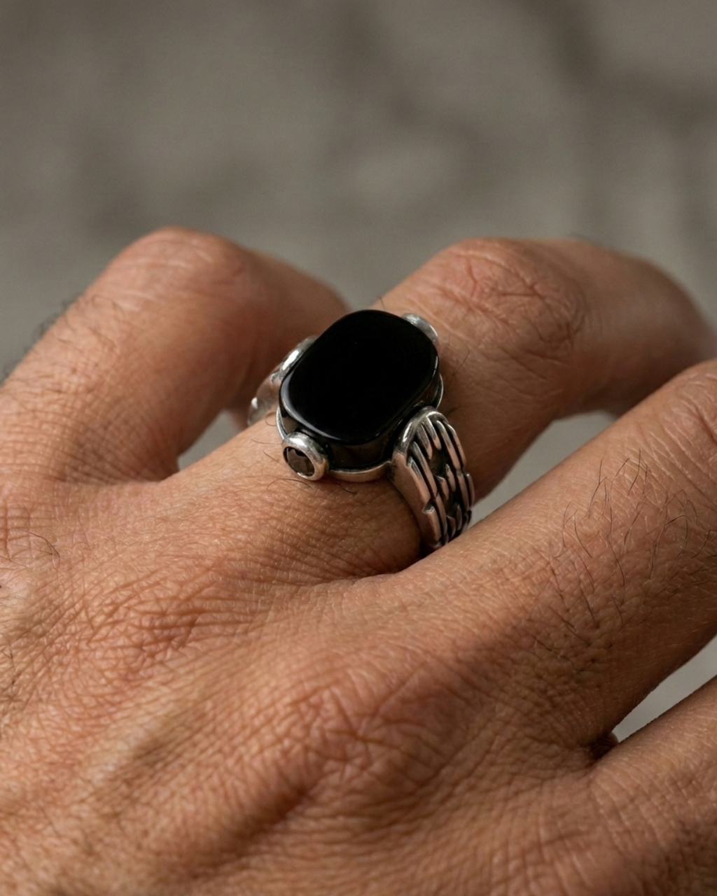 Imperial Onyx Braided Signet Ring
