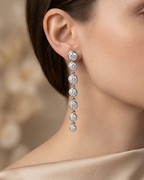 Bezel Round Crystal Earrings Sterling Silver