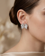 Bow Stud Earrings Silver