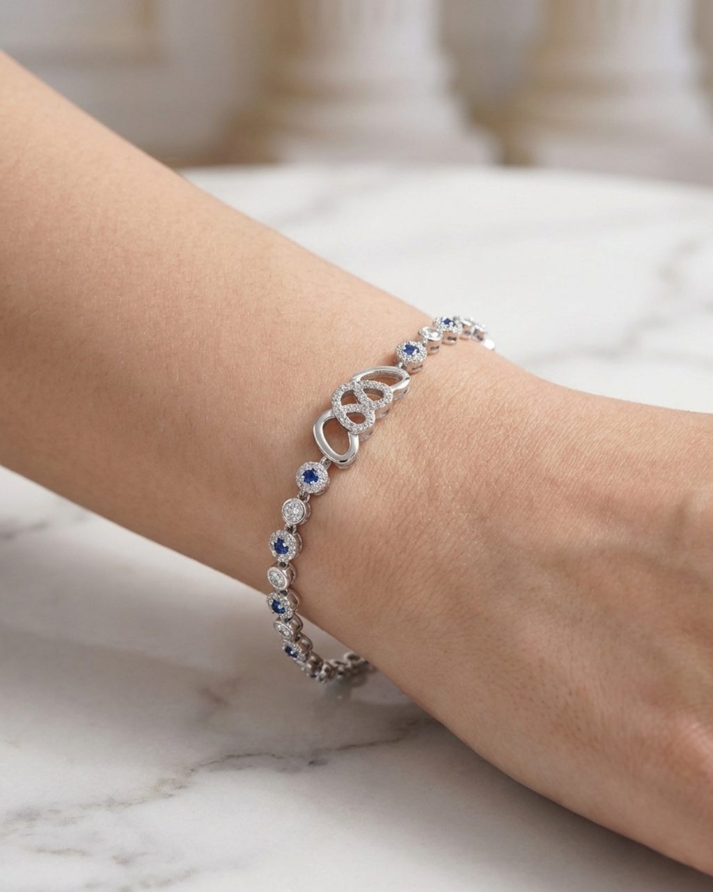 Sapphire Blue Interlocking Infinity Bracelet