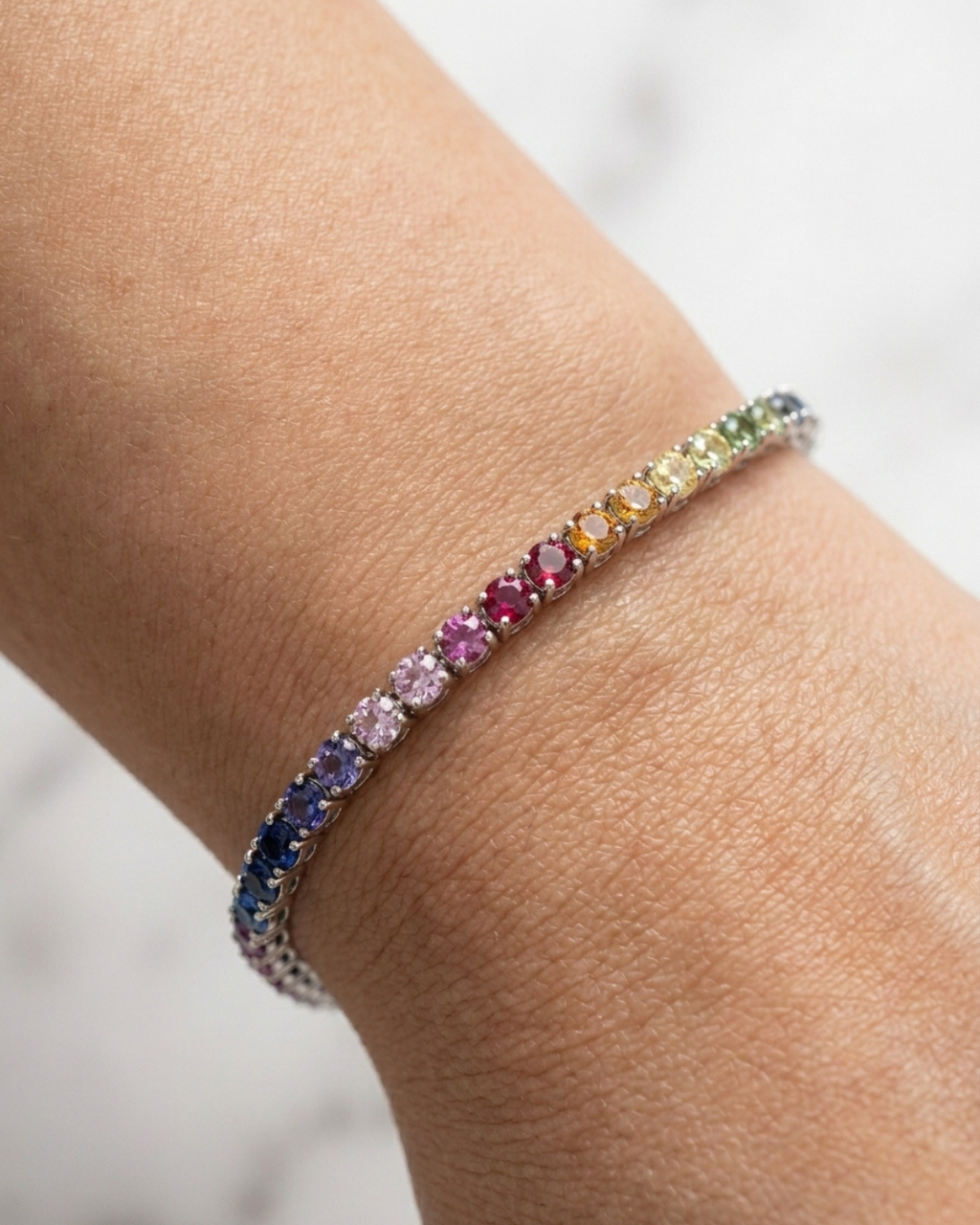 The Seraphina Rainbow Eternity Tennis Bracelet