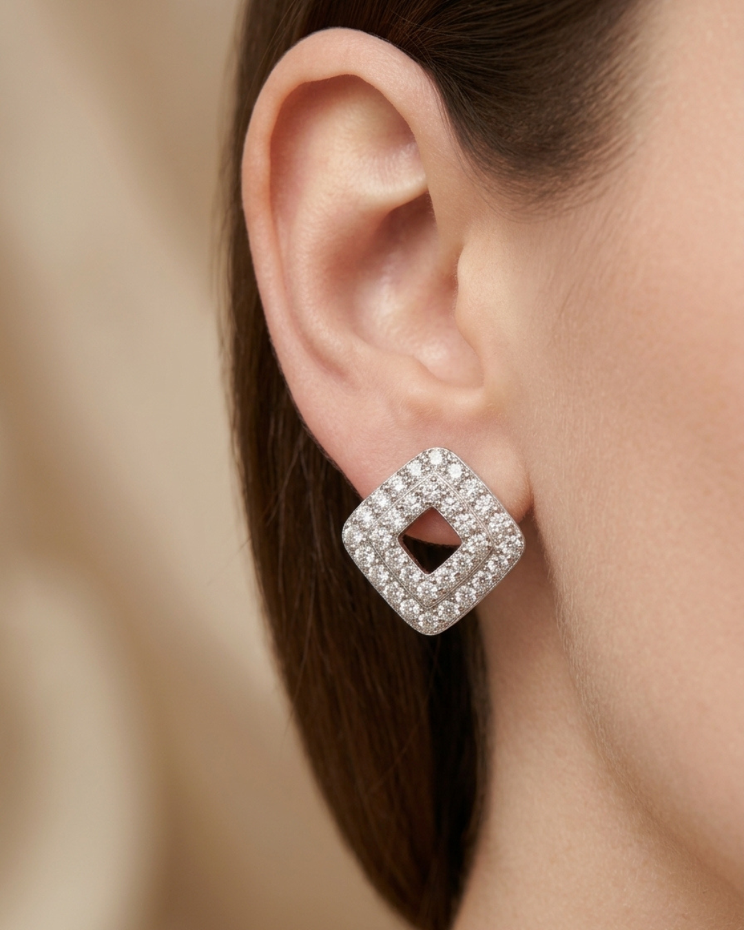 Geometric Rhombus Studs Earring Silver