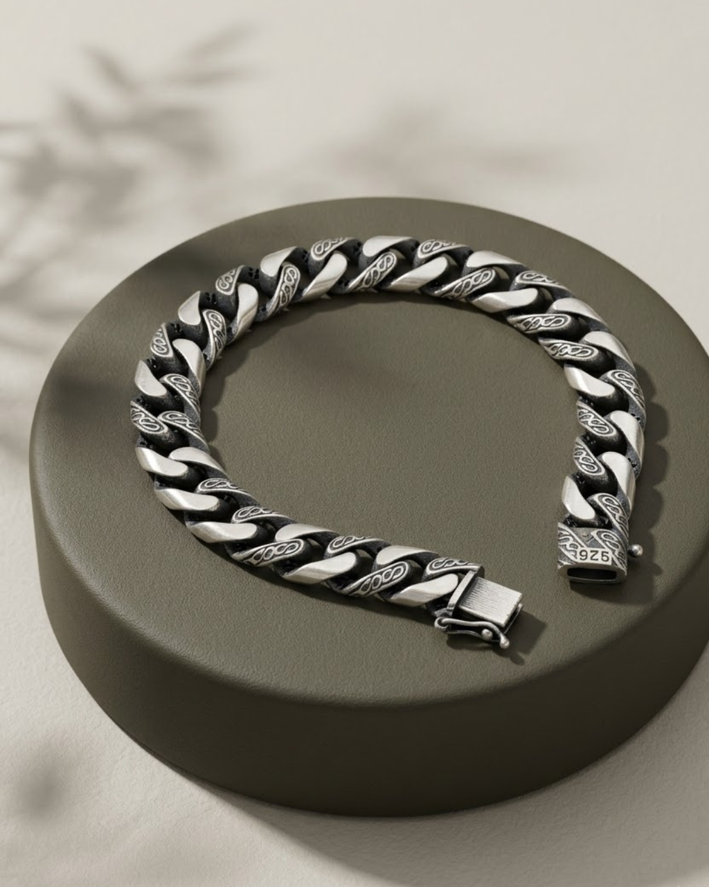 Engraved Scroll Curb Bracelet Sterling Silver