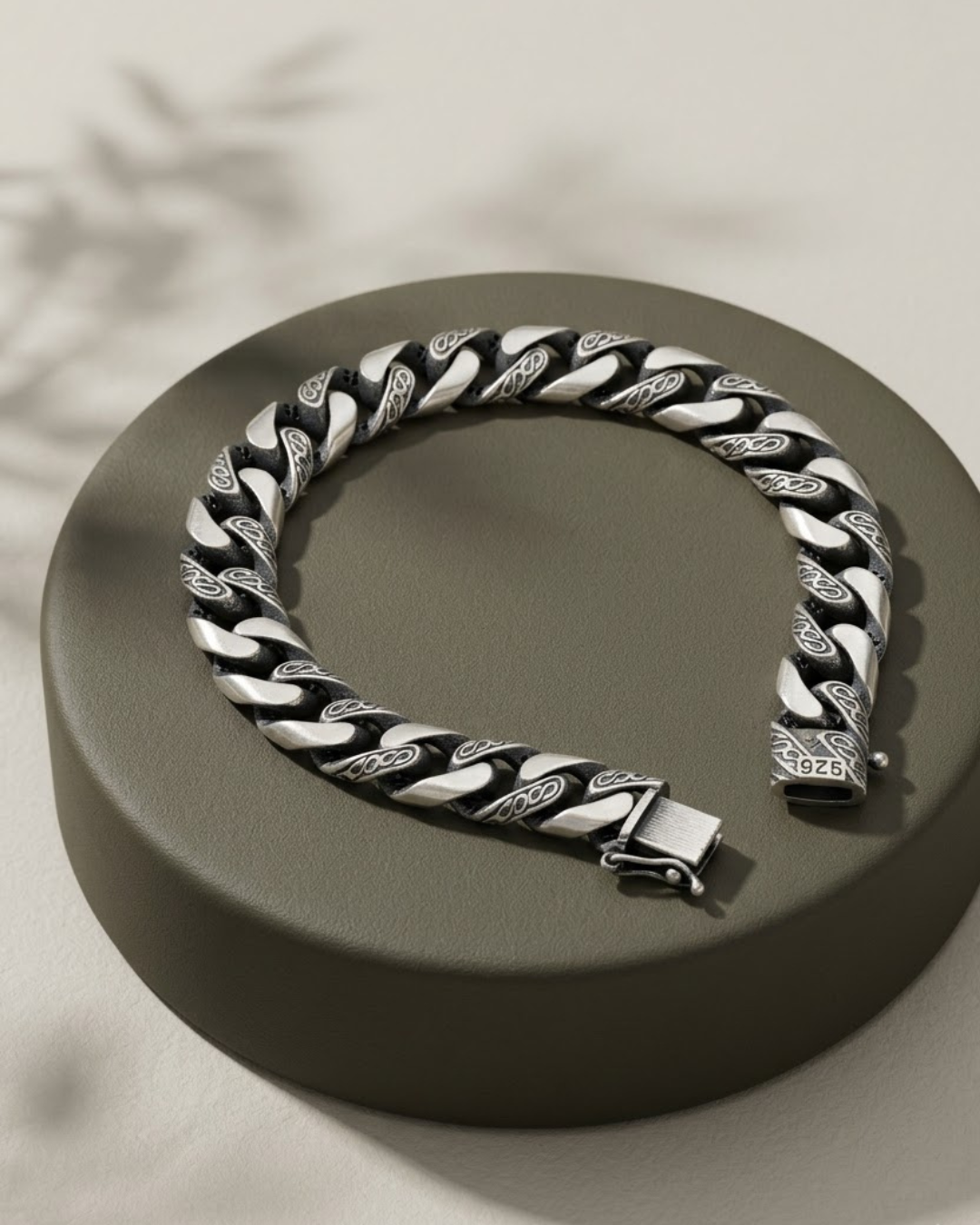 Engraved Scroll Curb Bracelet Sterling Silver