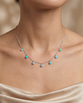 Turquoise Charm Necklace Sterling Silver