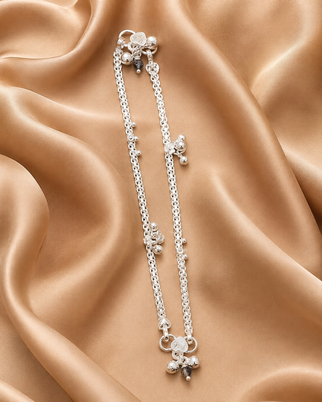 Kids Floral Charm Anklet Sterling Silver