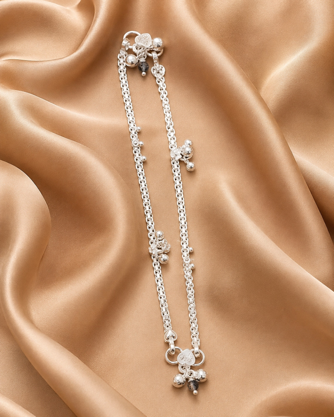 Kids Floral Charm Anklet Sterling Silver