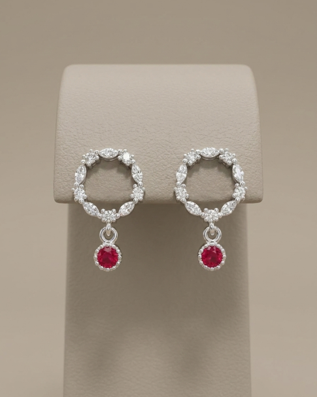 Wreath and Drop Stud Earrings Sterling Silver