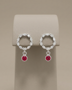 Wreath and Drop Stud Earrings Sterling Silver
