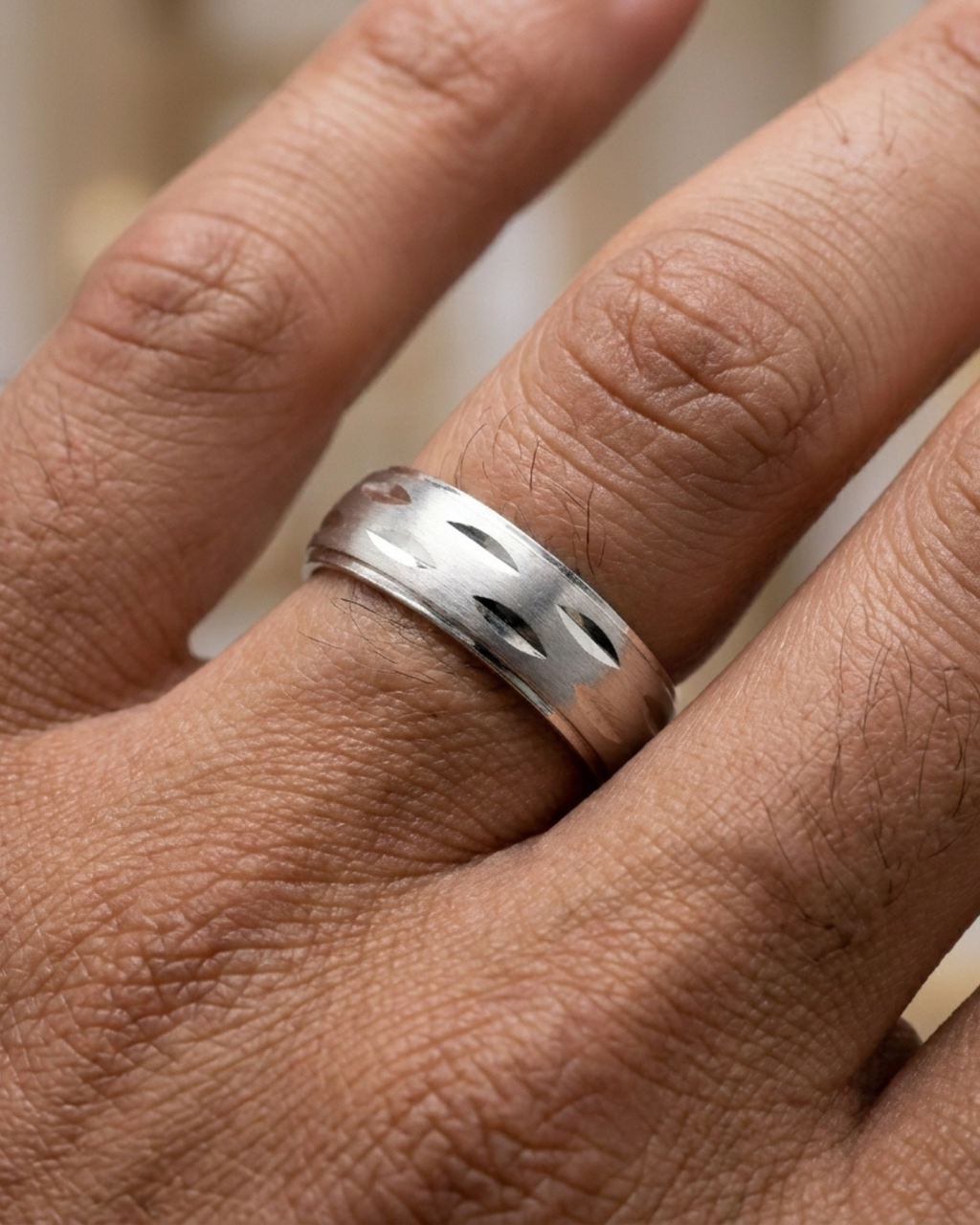Silver Valor Engraved Men’s Dibla Ring