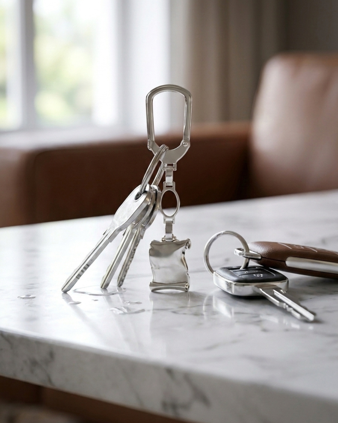 Silver Heritage Scroll Designer Keychain