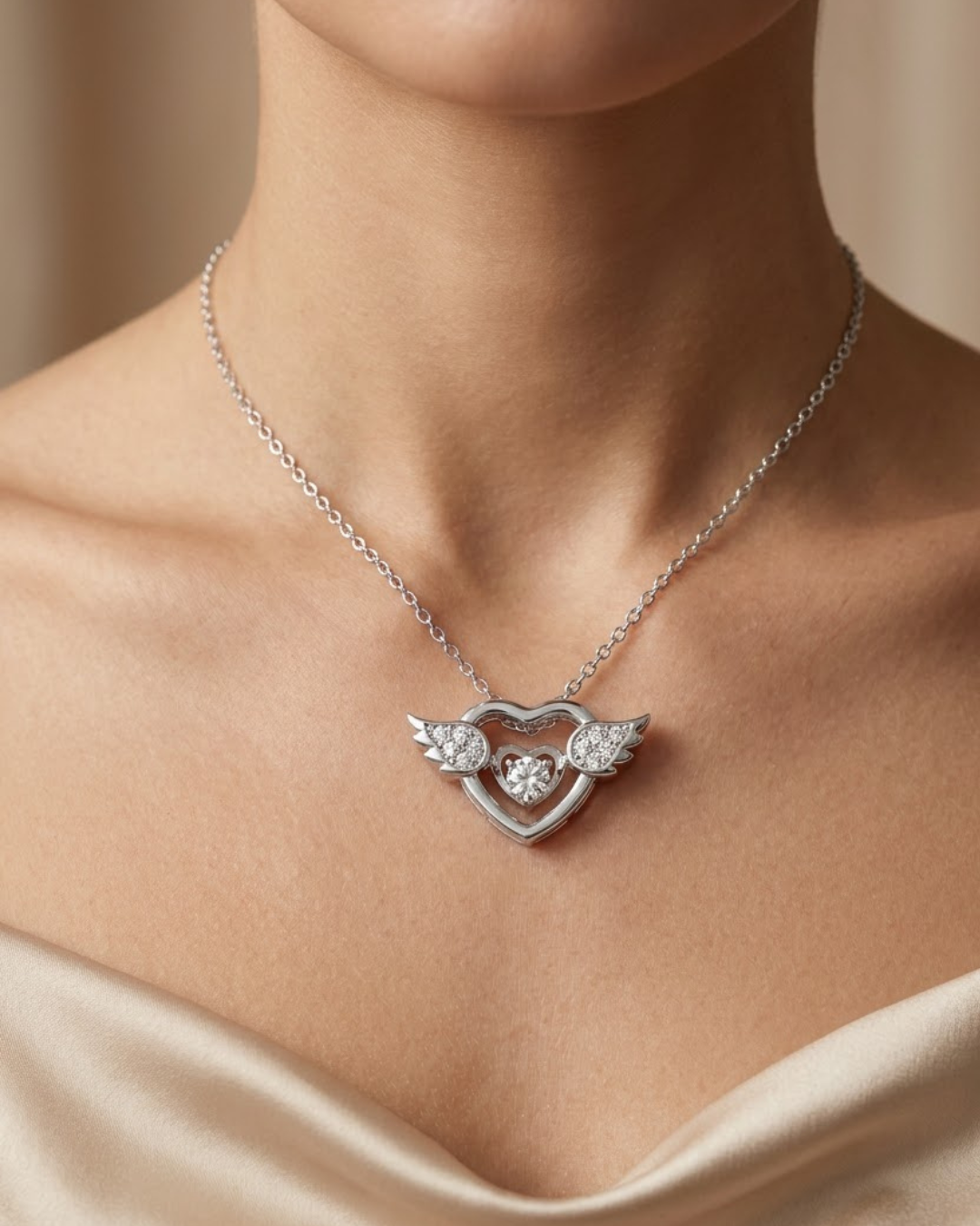 Winged Heart Necklace Sterling Silver