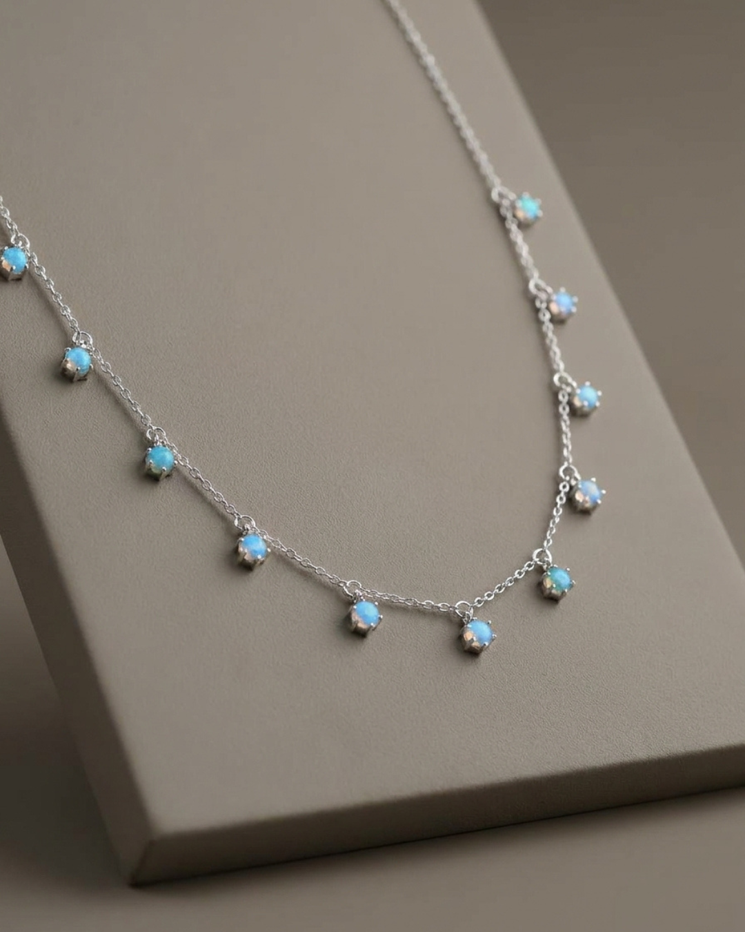 Turquoise Charm Necklace Sterling Silver
