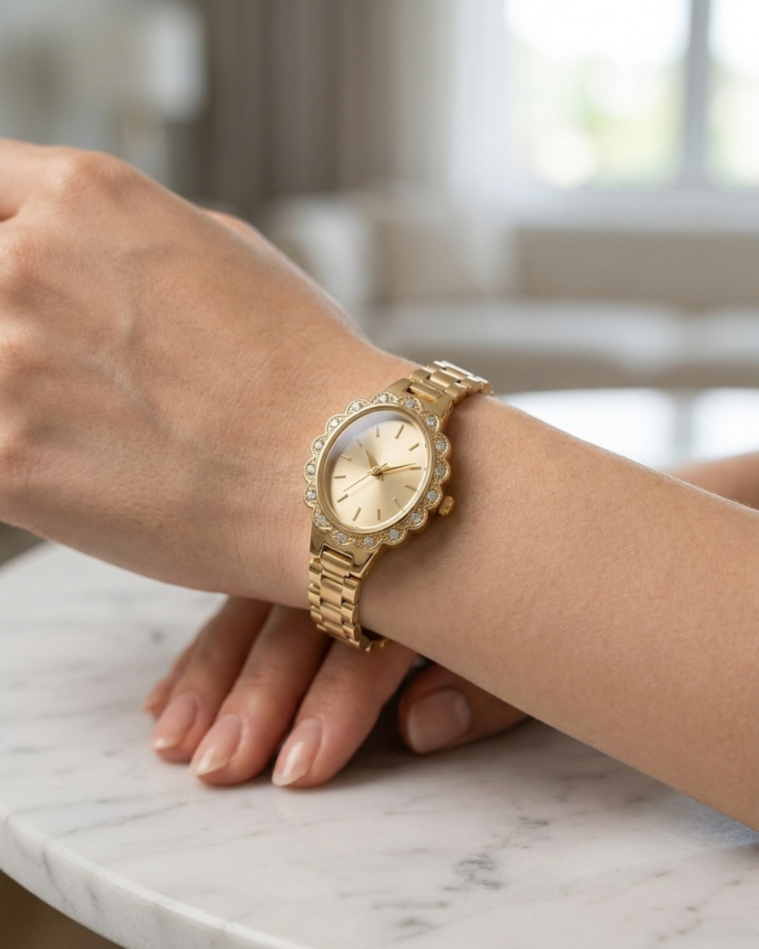 Aurelia Scalloped Gold Plated Vintage Watch