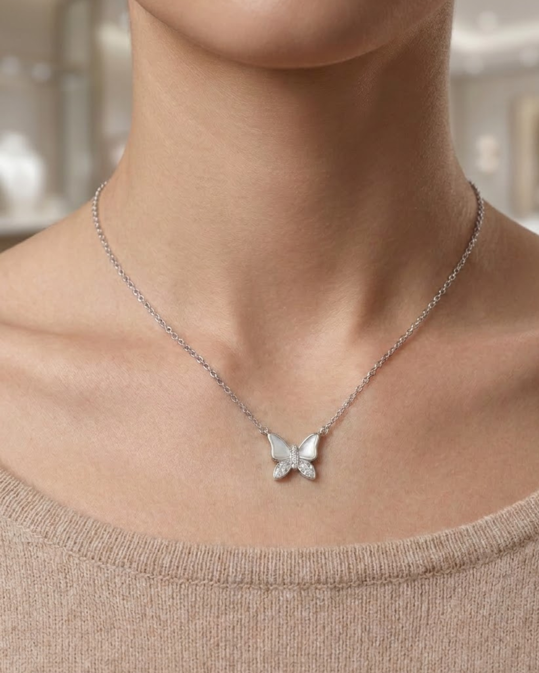 Butterfly Necklace Sterling Silver