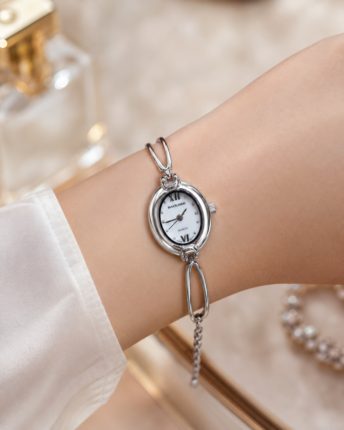 Pearl Bangle Link Watch