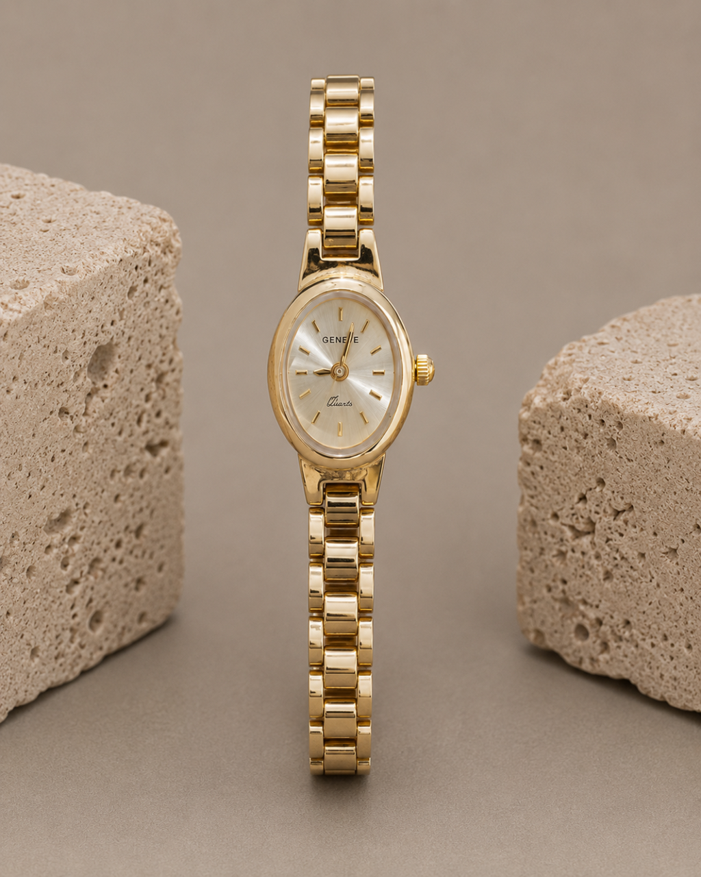 Minimalist Gold Plated Oyster Link Watch