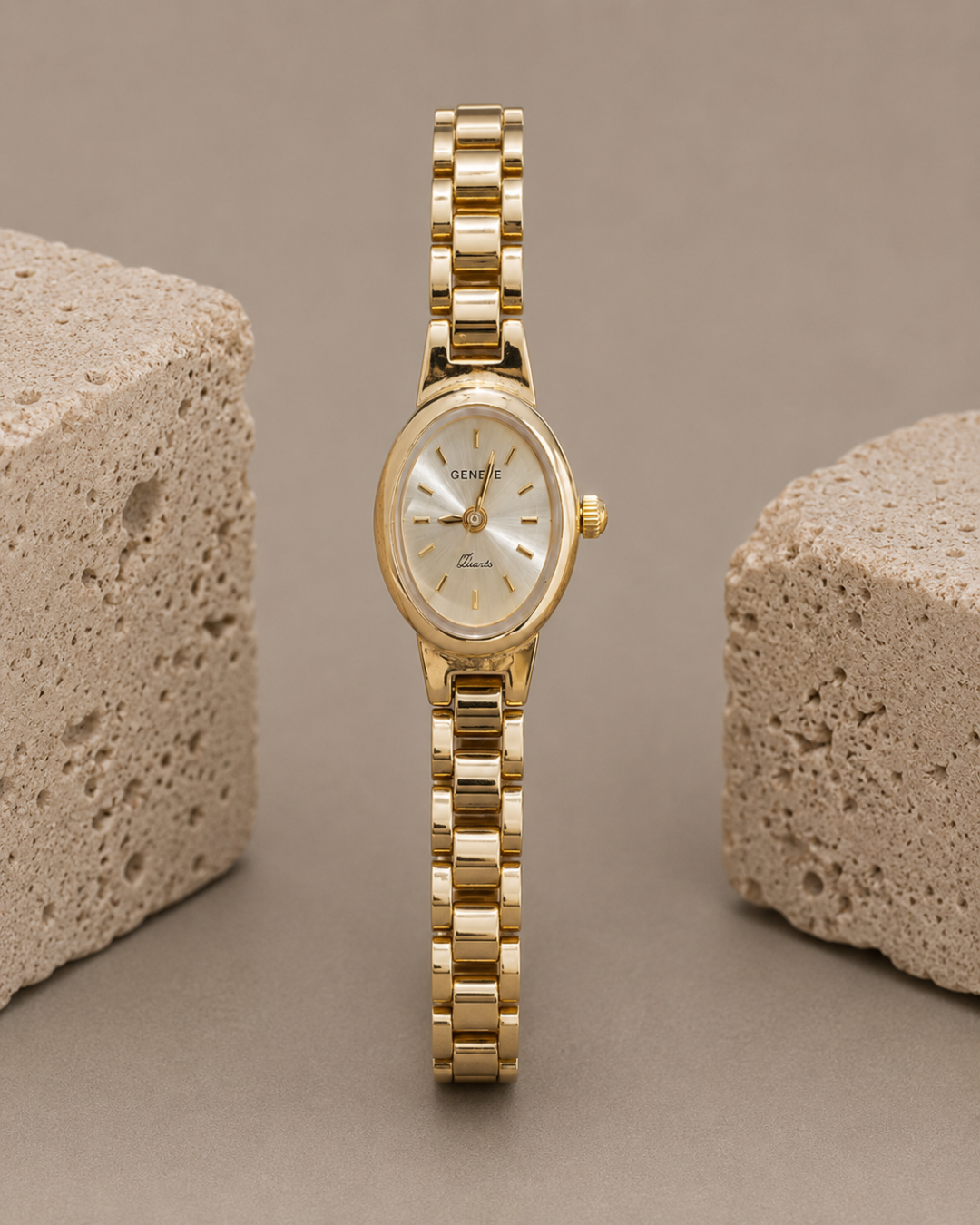 Minimalist Gold Plated Oyster Link Watch