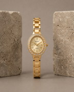 Geneve Gold Plated Crystal Oval Watch