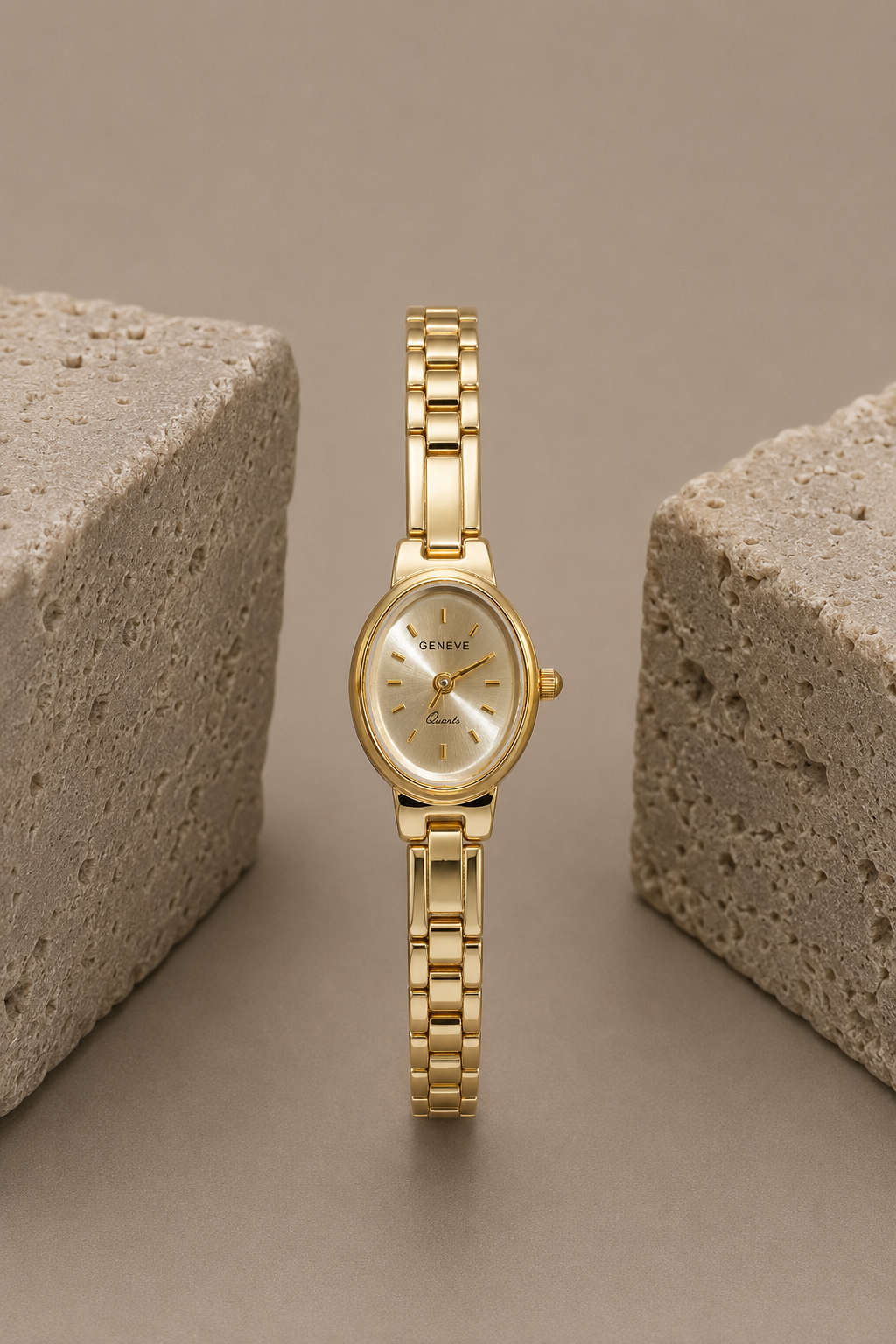 Luxury Gold Plated Oval Dial Watch
