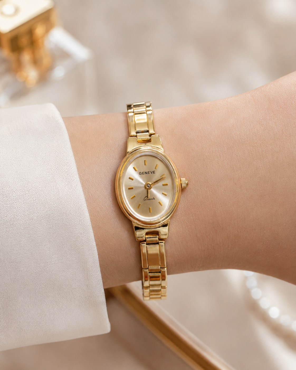 Luxury Gold Plated Oval Dial Watch