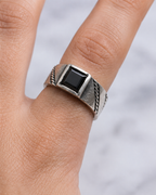 Junior Knight Antique Silver Square Ring