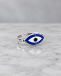 Evil Eye Enamel Ring Sterling Silver