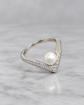 Chevron Pearl Ring Sterling Silver