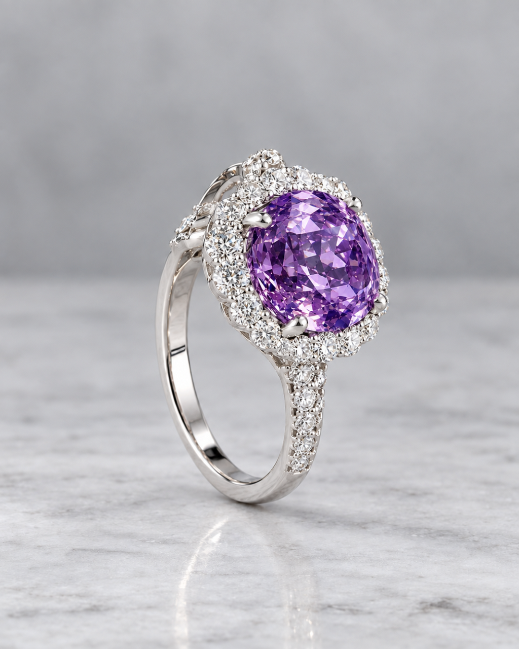 Morganite Floral Ring Sterling Silver