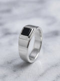 Junior Onyx Square Sterling Silver Ring