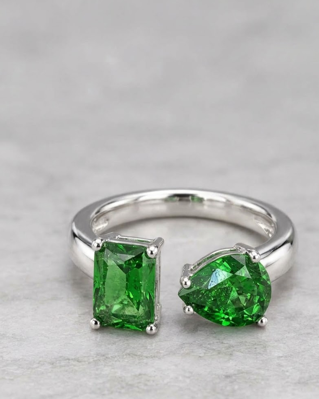 Toi et Moi Gemstone Ring Sterling Silver