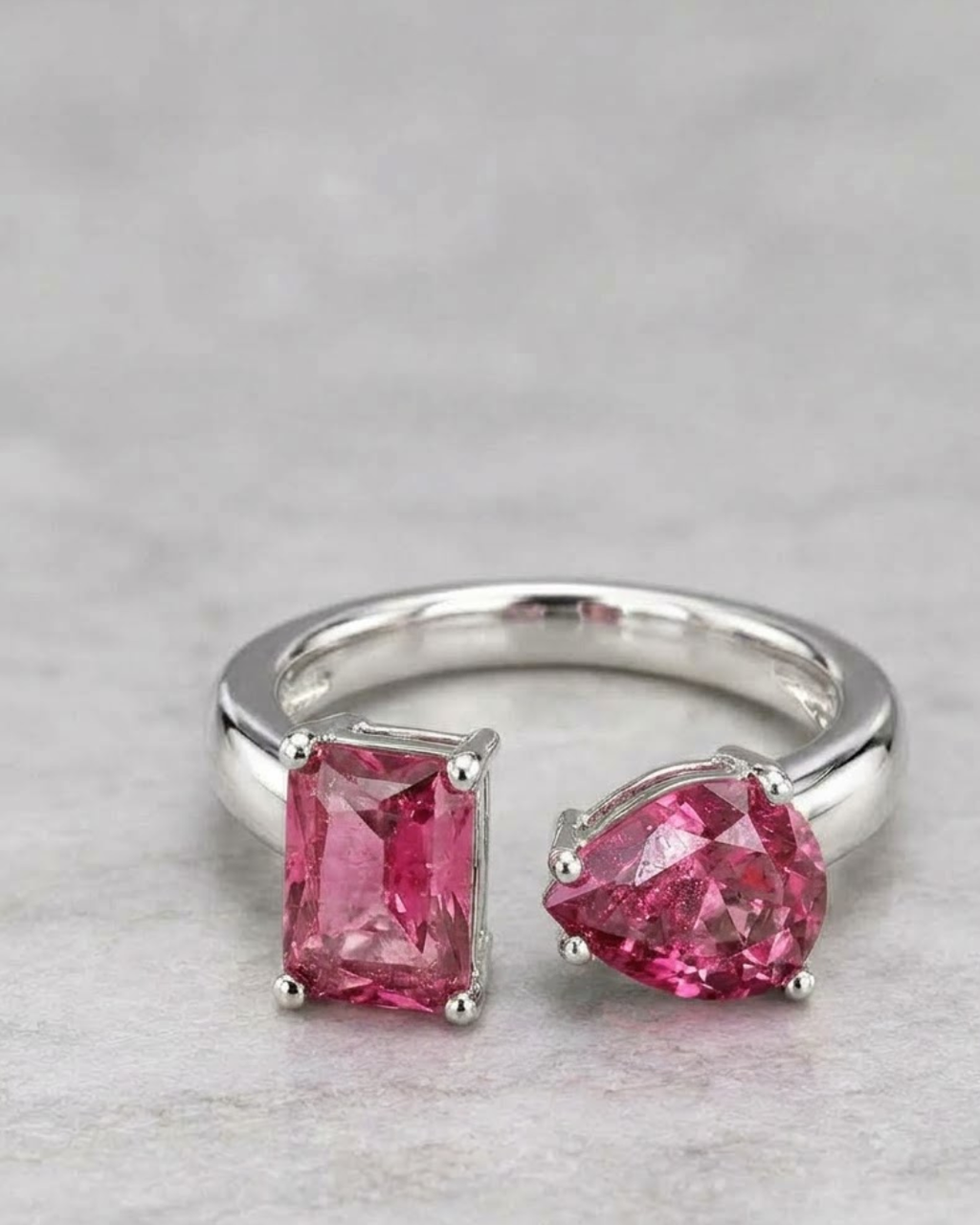 Toi et Moi Gemstone Ring Sterling Silver