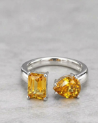 Toi et Moi Gemstone Ring Sterling Silver