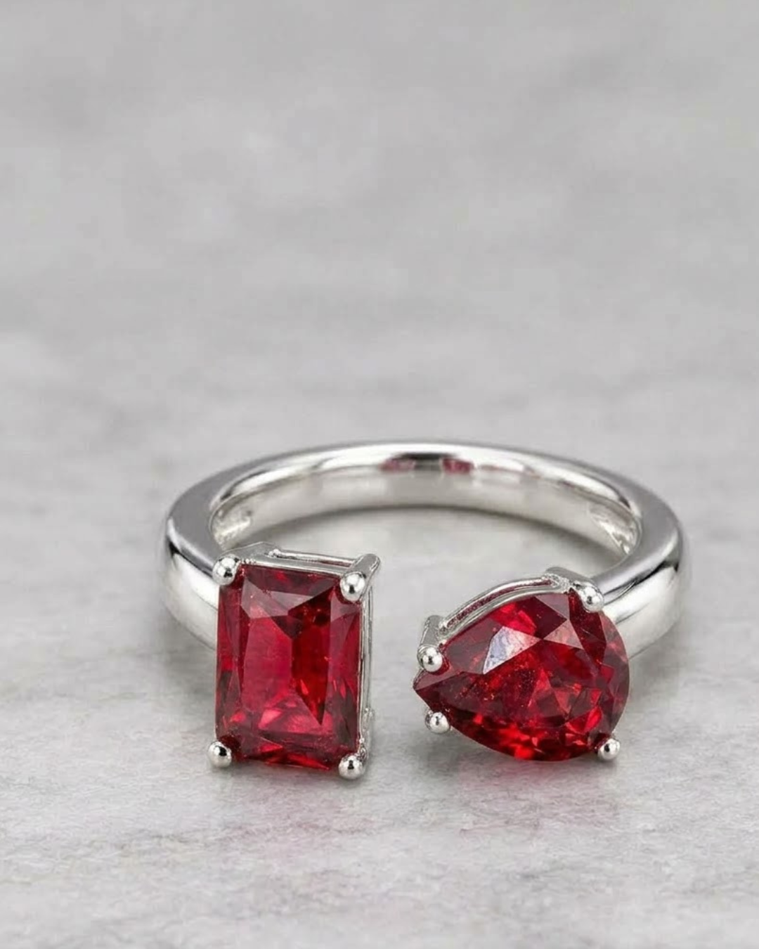 Toi et Moi Gemstone Ring Sterling Silver