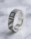 Junior Knight Antique Silver Square Ring