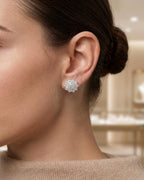 Floral Snowflake Stud Earrings Sterling Silver