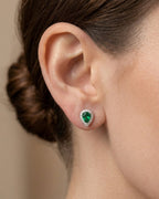 Pear Emerald Stud Earrings Sterling Silver