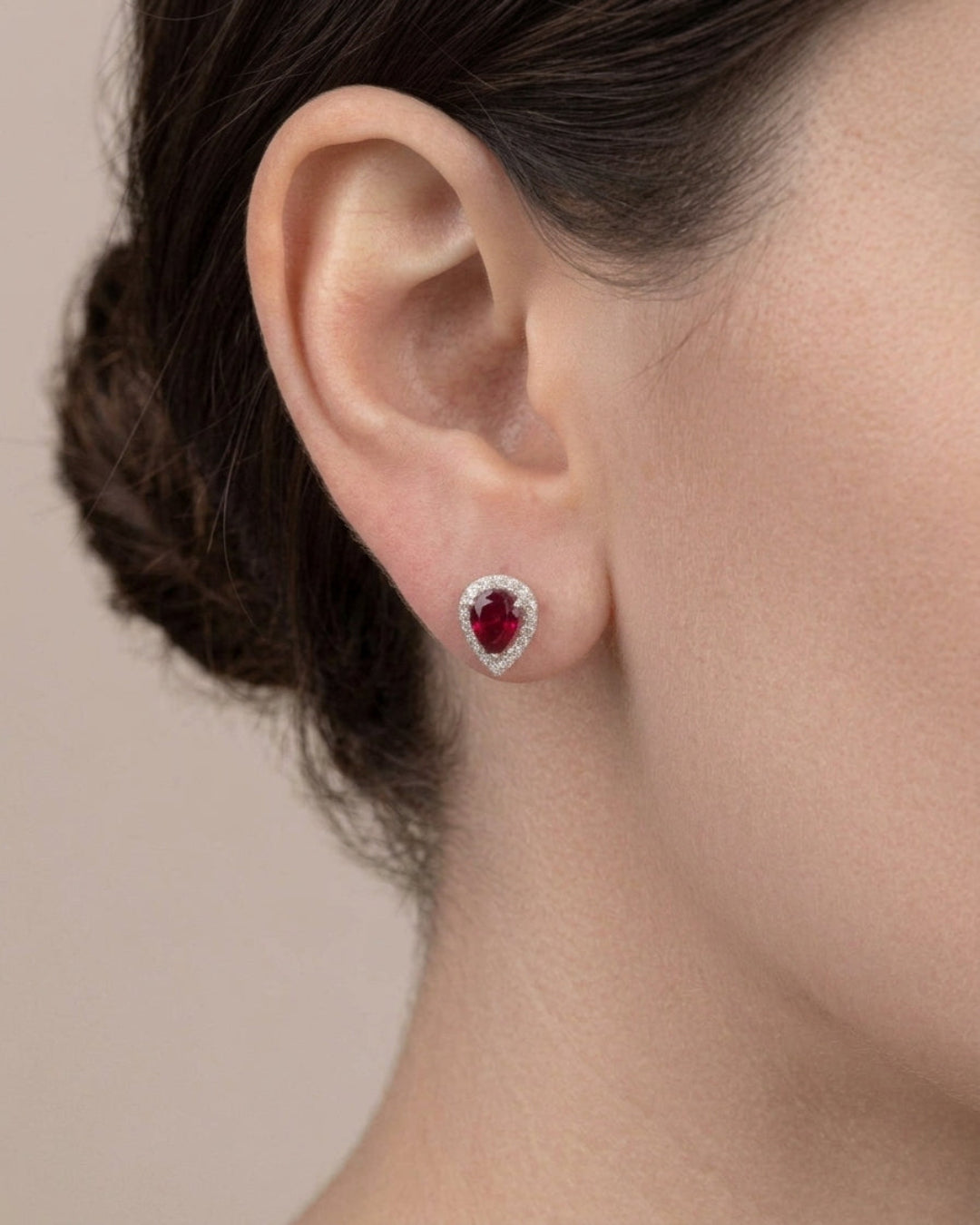 Teardrop Halo Stud Earrings Sterling Silver